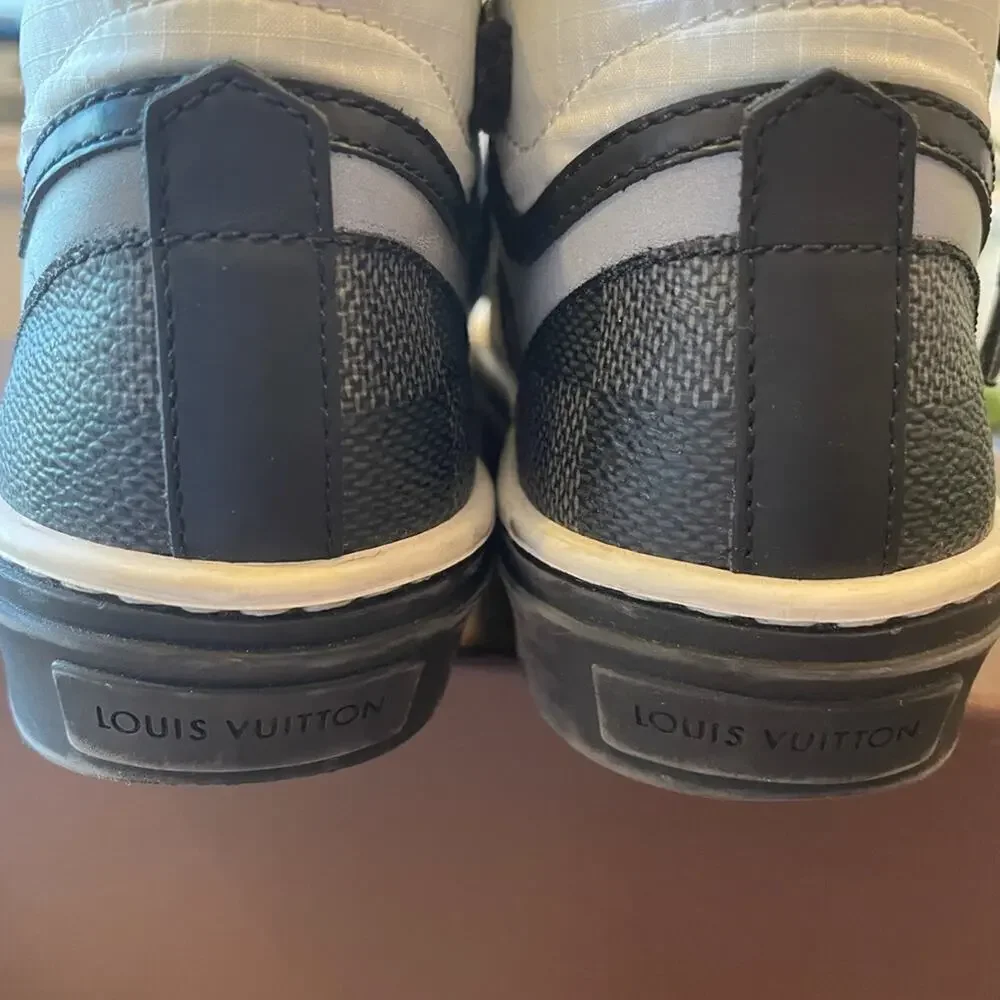 Louis Vuitton Boys Black Damier Designer Sneakers Shoes Youth size 12